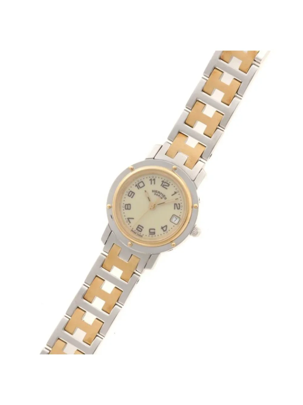 Hermes Clipper SS Watch Beige Dial